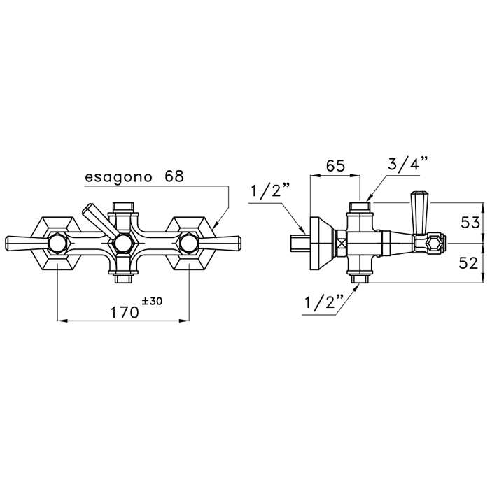 Stella Eccelsa Leve Смеситель для душа, цвет: золото EL 02500 AU00