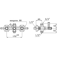Stella Eccelsa Leve Смеситель для душа, цвет: золото EL 02500 AU00