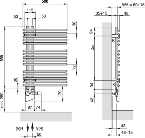 Полотенцесушитель водяной Zehnder Yucca Star  белый YAS-070-050