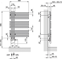 Полотенцесушитель водяной Zehnder Yucca Star  хром YASC-070-050