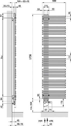 Полотенцесушитель водяной Zehnder Yucca Star  белый YAS-180-050
