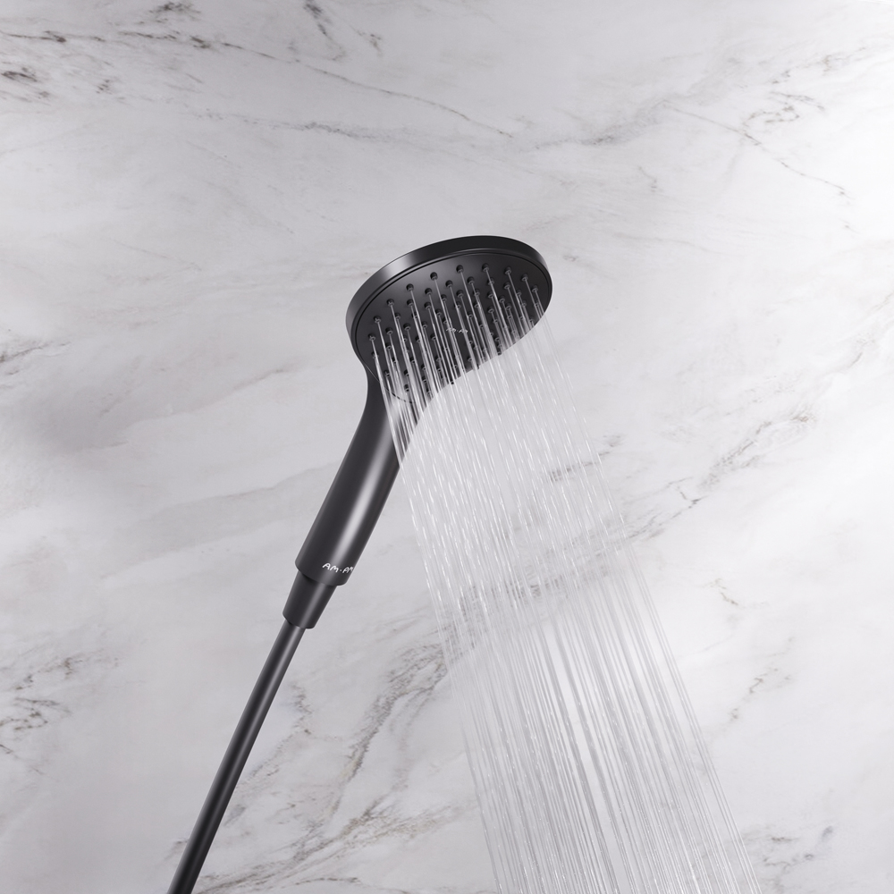 Am.Pm Gem Душевая стойка: верхний и ручной душ, шланг, без смесителя, цвет: черный матовый F0790022