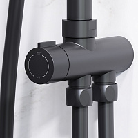 Am.Pm Gem Душевая стойка: верхний и ручной душ, шланг, без смесителя, цвет: черный матовый F0790022