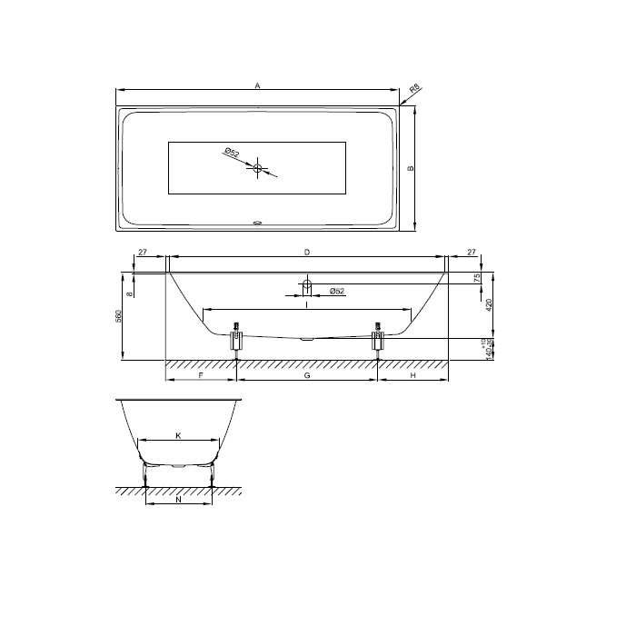 Bette Loft Ванна стальная встраиваемая 180x80 см, с шумоизоляцией, цвет: белый 3172-000