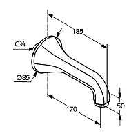 Kludi 1926 Излив для ванны 16,5 настенный, цвет: хром 5140705