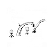 Kludi Adlon Смеситель на борт ванны с ручным душем и держателем, ручки хрусталь, цвет: хром 5152405G5