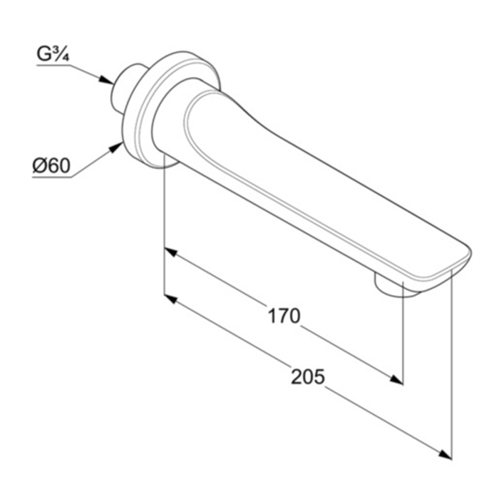Kludi Balance Излив для ванны 17 см настенный, цвет: черный 5250387