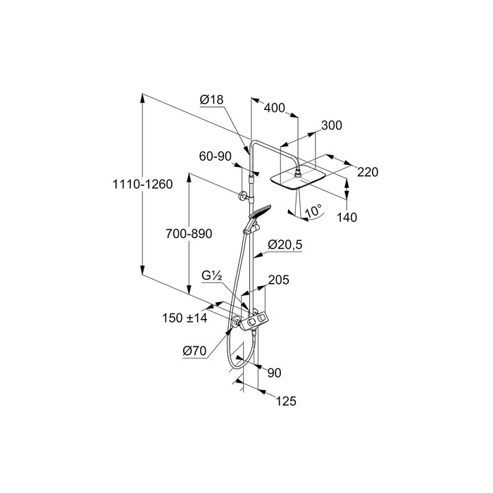 Kludi Cockpit Полка для душа 10 см, подвесная, цвет: белый 6410110-00