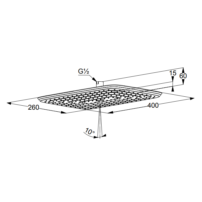Kludi Freshline Верхний душ 40x26 см, с 1 режимом струи, без кронштейна, цвет: хром 6440005-00