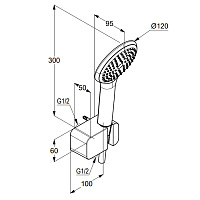 Kludi Freshline Душевой гарнитур: душевая лейка 1 вид струи, держатель, шланг 125 см, цвет: белый 6787091-00