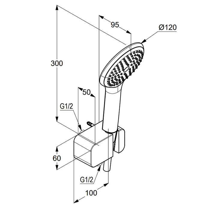 Kludi Freshline Душевой гарнитур: душевая лейка с 1 видом струи, держатель, шланг 125 см, цвет: хром 6787005-00