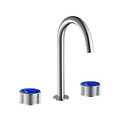 Maier Bespoke Смеситель для раковины, 3 отв., излив 14,2 см, цвет: хром/lapis lazuli 82 005J CR R LP