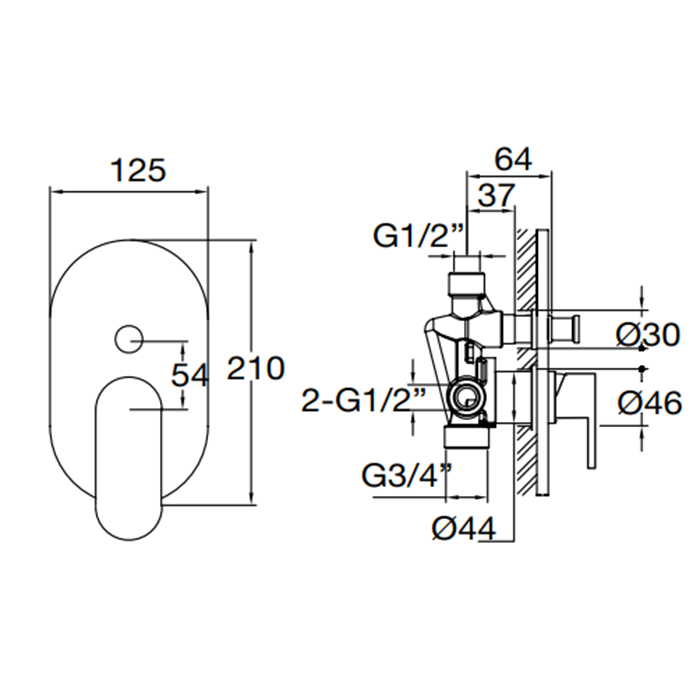Maier Chik Смеситель для ванны/душа, встраиваемый, цвет: хром 68 312CR