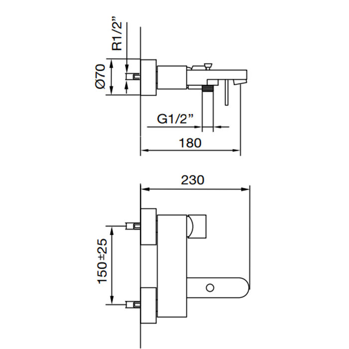 Maier Chik Смеситель для ванны/душа, настенный, цвет: хром 68 012CR