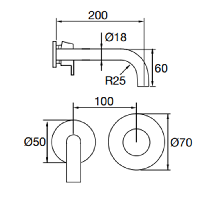 Maier Cylinder Смеситель для раковины, встраиваемый, настенный, цвет: хром 42 302CR