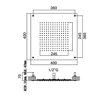 Maier Hydrotherapy Верхний душ 40х40 см, потолочный, цвет: хром 80 K400CR