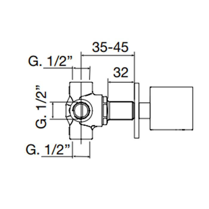 Maier Kuadrat Встраиваемый дивертер на 2 выхода, цвет: хром 48 320CR