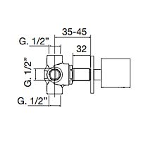 Maier Kuadrat Встраиваемый дивертер на 2 выхода, цвет: хром 48 320CR