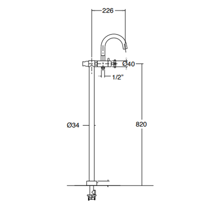 Maier Maxima Смеситель для ванны, напольный, цвет: хром 40 512CR