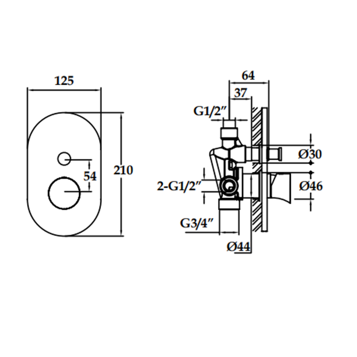 Maier Muse Смеситель для ванны/душа, встраиваемый, цвет: хром 66 312CR