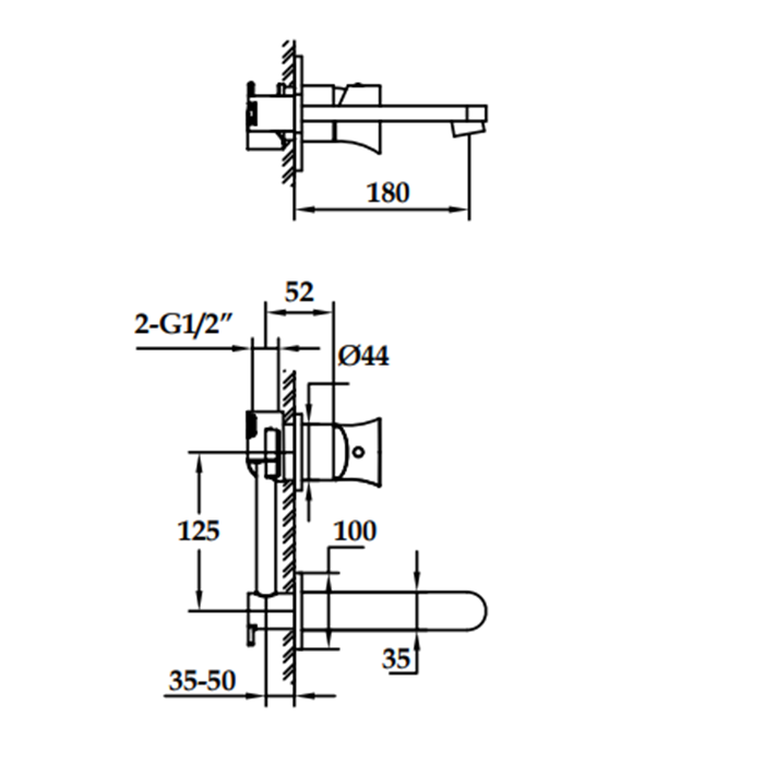 Maier Muse Смеситель для раковины, встраиваемый, цвет: хром 66 302CR