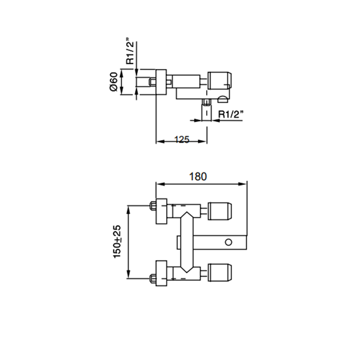 Maier Starlights Смеситель для ванны/душа, настенный, цвет: хром 77 012CR