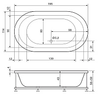 Hafro Oasy Ванна 195x115 см, без панелей Airpool, цвет: белый 2OAA1N5