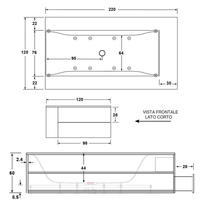 Hafro Sensual Ванна 220x120 см, свободностоящая SX, цвет: белый 2SNB2S2