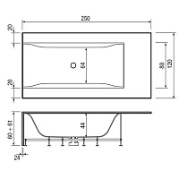 Hafro Sensual Ванна 250x120 см, DX, цвет: белый 2SNC1D2
