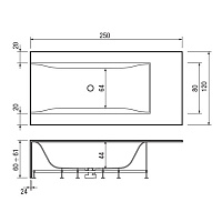 Hafro Sensual Ванна 250x120 см, SX, цвет: белый 2SNC1S2