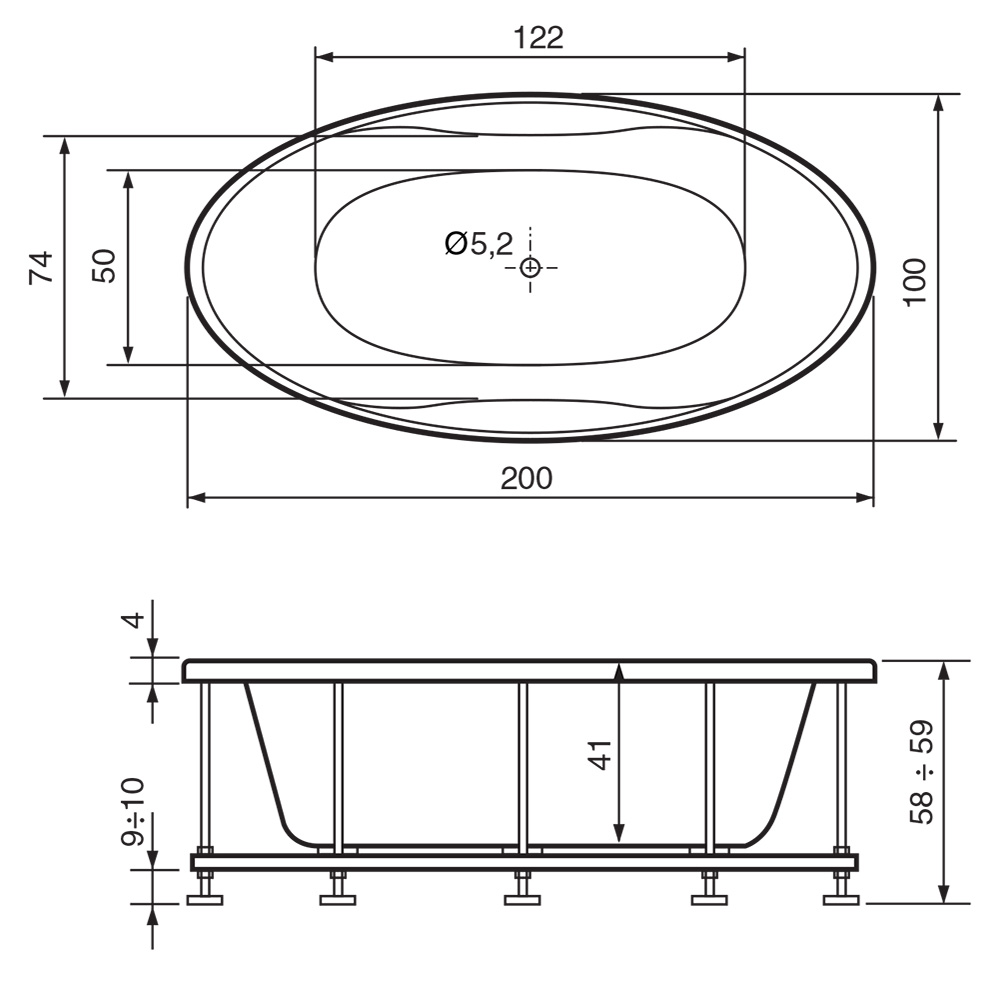 Hafro Zaphiro Ванна 200x100 см, без панелей Whirlpool, цвет: белый 2ZHA1N3