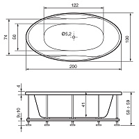 Hafro Zaphiro Ванна 200x100 см, без панелей Digitale, цвет: белый 2ZHA1N4