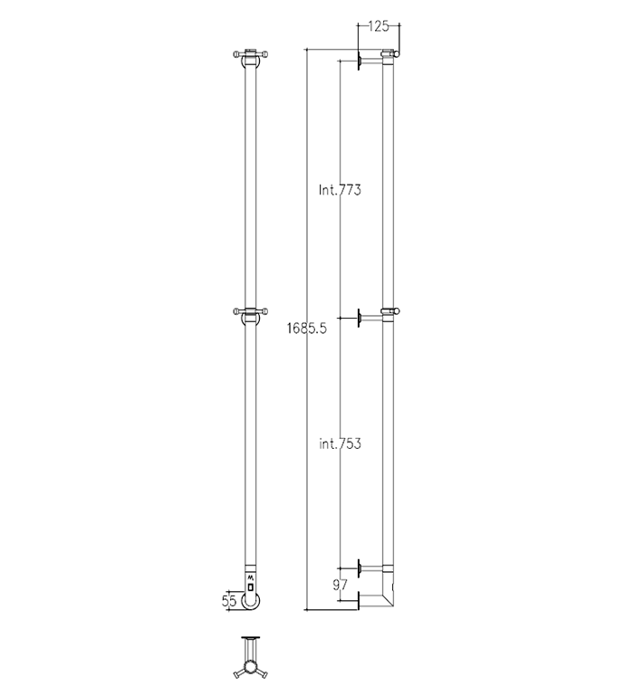 Margaroli Arcobaleno 616 Полотенцесушитель электрический 169h (152,6) выкл. внизу, цвет: gold 616GOB-1650