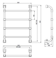 Margaroli Concerto 732 Полотенцесушитель водяной для ГВС 53х81h (int 47), нижнее, цвет: chrome/gold  7324704CON