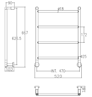Margaroli Mini 3-582 Полотенцесушитель электрический 52х66,7h (int 47) выключат. справа, цвет: crome 35824704CRB