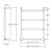 Margaroli Sereno 572 Полотенцесушитель электрический 53х70h (int 47,5) выкл справа, цвет: matt black 5724754MBB