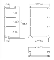 Margaroli Sole 512 Полотенцесушитель электрический 43х64h (int 37), правое, цвет: brushed nickel 5123704BNB
