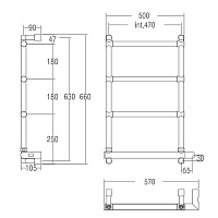 Margaroli Sole 542 Полотенцесушитель электрический 57х66h (47), выкл. справа, цвет: brushed gold 5424704BNNG
