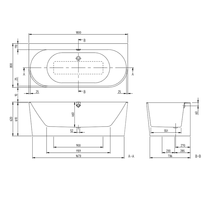 Villeroy & Boch Ванна, цвет: белый UBQ180OBR9CD00V01