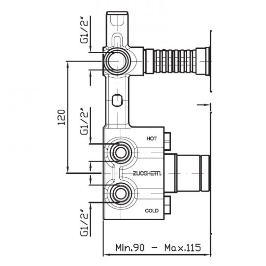 Zucchetti Внутренняя часть встраиваемого смесителя для душа R97820