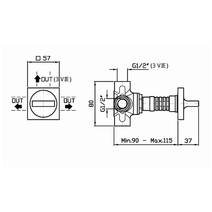Zucchetti Aguablu Запорный вентиль, для встроенных смесителей, цвет: хром Z94586