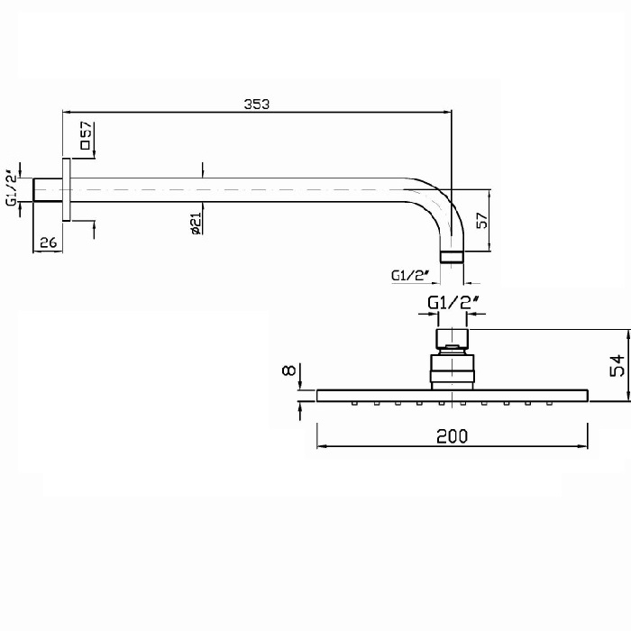 Zucchetti Aguablu Держатель верхнего душа, настенный 35 см, цвет: хром Z93040