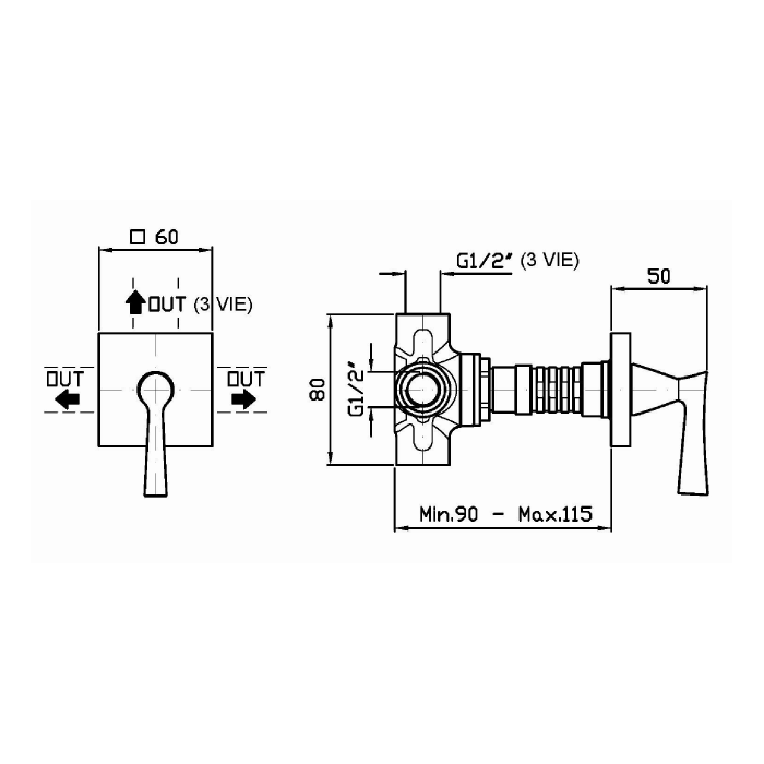 Zucchetti Bellagio Запорный вентиль 2-х канальный, для встроенных смесителей, цвет: хром Z94585