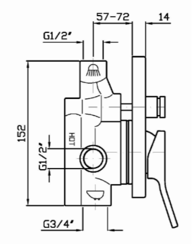 Zucchetti Внутренняя часть встраиваемого смесителя для ванны и душа R99614