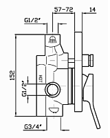 Zucchetti Внутренняя часть встраиваемого смесителя для ванны и душа R99614