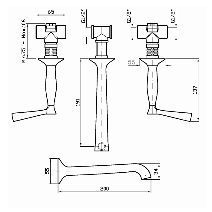 Zucchetti Bellagio Смеситель для раковины, на 3 отв., цвет: хром ZB2699