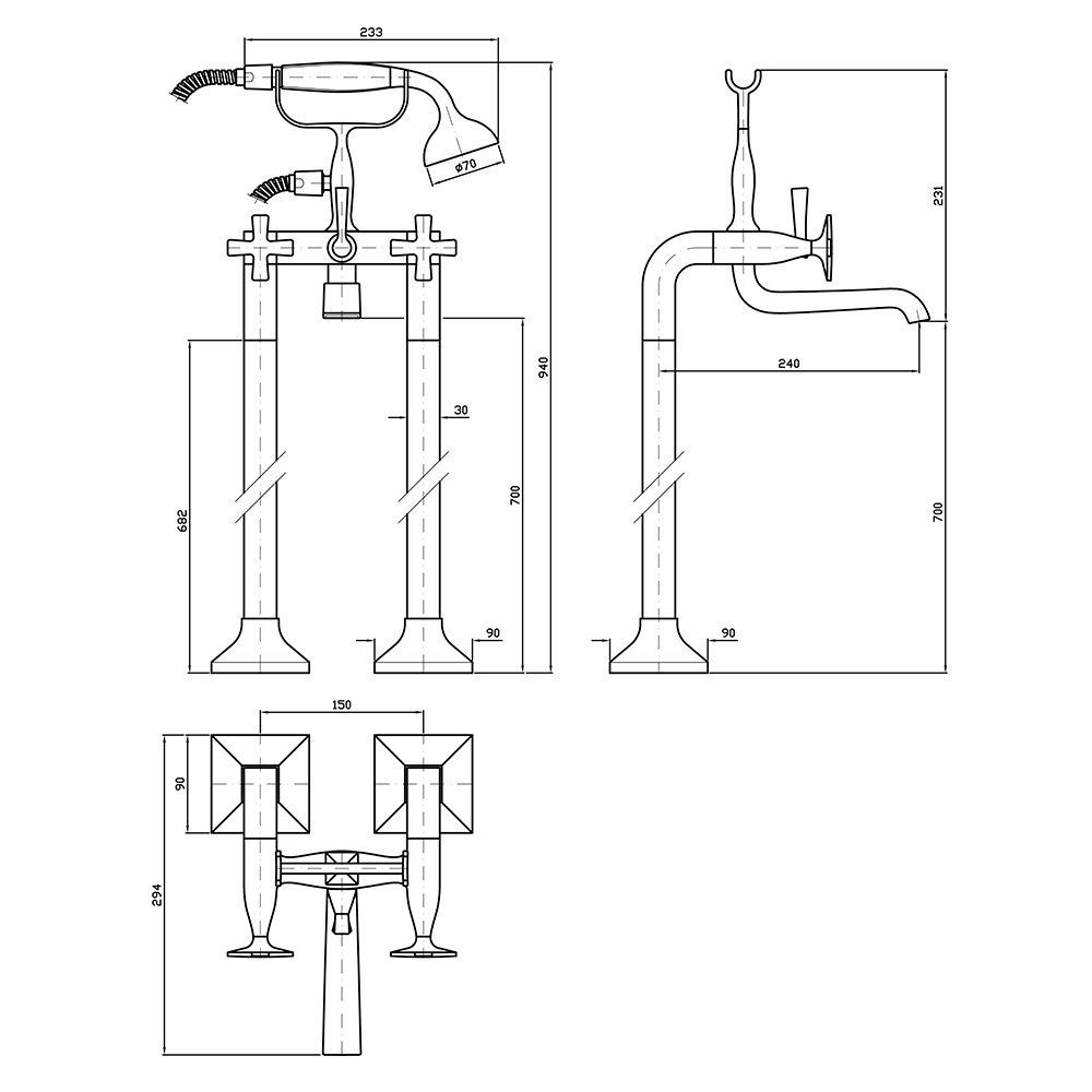 Zucchetti Bellagio Смеситель для ванны, на 2 отв., цвет: хром ZB1247
