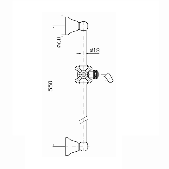 Zucchetti Delfi Душевая штанга с регулируемым кронштейном 61 см, цвет: хром Z93096