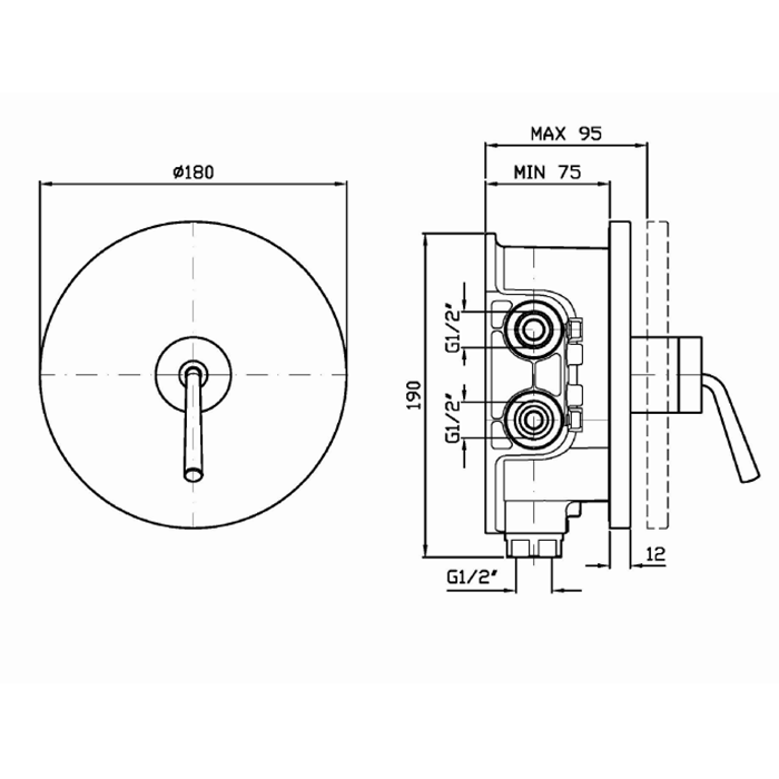 Zucchetti IsyStick Смеситель для душа встроенный, однорычажный, цвет: хром ZP1090