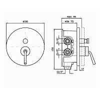 Zucchetti IsyStick Смеситель для ванны и душа встроенный, однорыч., с дивертором, цвет: хром ZP1096